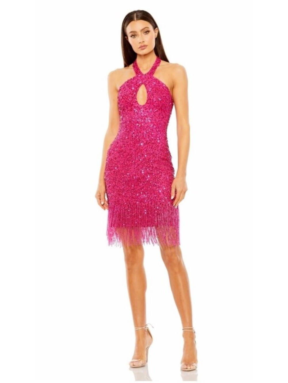 Mac Duggal Barbie Pink Beaded dress  Size 4